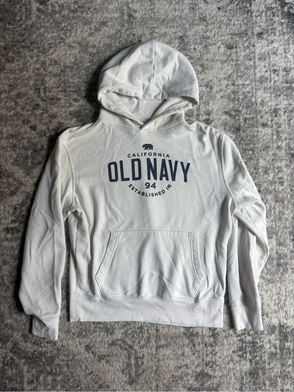 Old Navy White Pullover Hoodie with Navy Logo